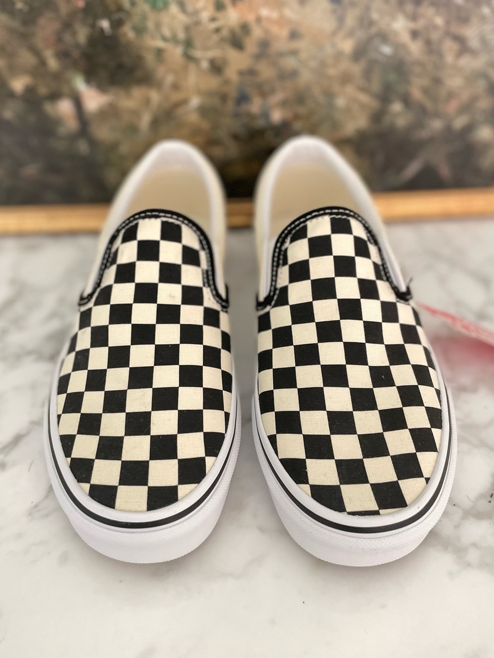 NEW Vans Checkered Slip On Shoes Black & White Size 9 Women - Picture 3 of 8